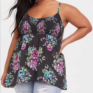 Torrid  size 6 smocked top floral babydoll cami